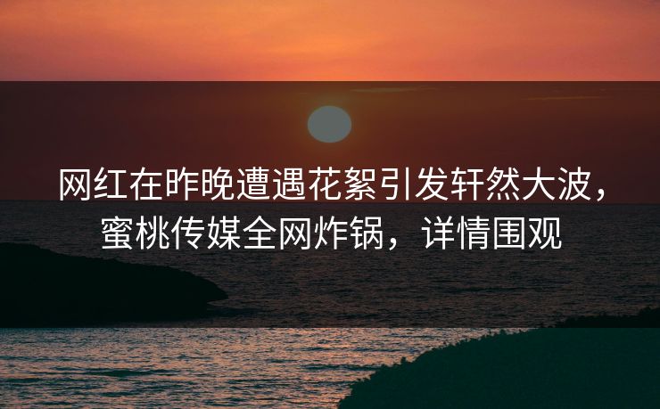 网红在昨晚遭遇花絮引发轩然大波，蜜桃传媒全网炸锅，详情围观