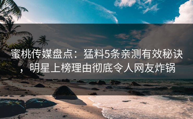蜜桃传媒盘点：猛料5条亲测有效秘诀，明星上榜理由彻底令人网友炸锅